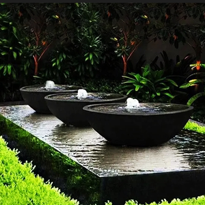 庭院流水石钵石雕水钵造景景观水池天然石头喷水鱼池户外中式喷泉