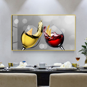 北欧餐厅背景墙装饰画现代简约酒柜餐桌旁边墙上的挂画酒杯壁画