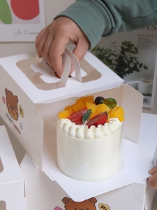 4寸儿童卡通迷你生日蛋糕盒 六寸加高双层芝士蛋糕手提开窗蛋糕盒