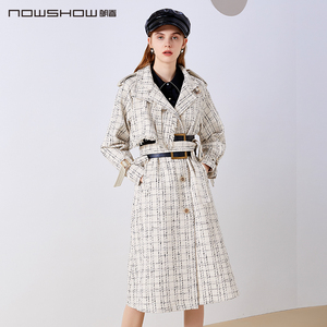 nowshow朗香米杏色小香风长款风衣203040