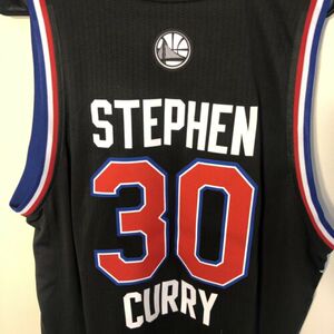 代购 adidas 斯蒂芬库里2015全明星比赛黑色30号篮球服球迷版球衣