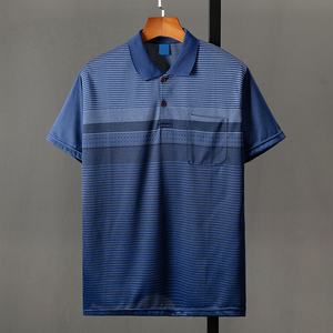 爷爷夏装短袖t恤宽松透气中老年人男装爸爸装polo衫老头打底汗衫