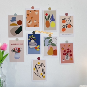 ins韩系手绘静物花卉花瓶卡片 卧室寝室墙面装饰卡纸书桌背景墙贴