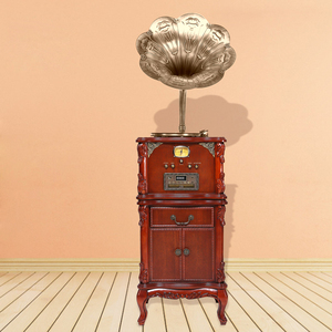 复古留声机欧式实木仿古大喇叭黑胶唱片机老式电唱机怀旧客厅摆件