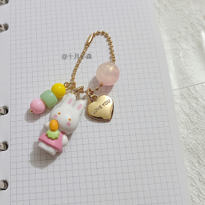 十月小森原创粉嫩小兔子钥匙链包包挂件少女心手帐笔袋拉链头挂坠