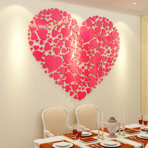 爱心亚克力婚房布置卧室墙面贴纸3d立体客厅装饰床头浪漫背景墙贴