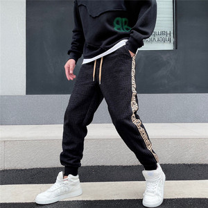 fendi/芬迪男士长裤秋冬新款时尚休闲字母刺绣小怪兽束脚休闲裤男