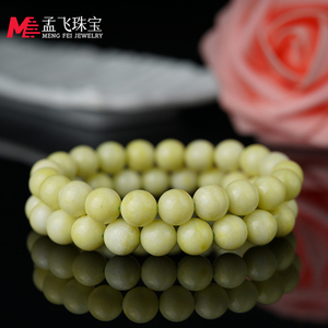 毕业级天然菜花玉手串原石手链男女款 黄金玉水晶佛珠招财 防小人