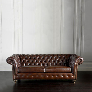 美式复古拉扣真皮沙发欧式三人位loft工业风咖啡厅售楼处皮艺沙发