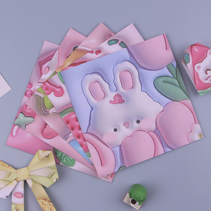 双面正方形3D卡通印花兔子手工折纸彩色儿童学生制作材料卡纸diy