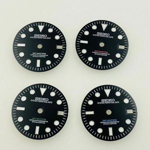 新款格林尼治NH34表盘 直径28.5mm蓝绿夜光GMT潜水表字面手表配件