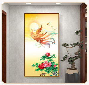 中式凤凰装饰画客厅玄关大堂酒店龙凤吉祥挂画九龙图招财风水壁画