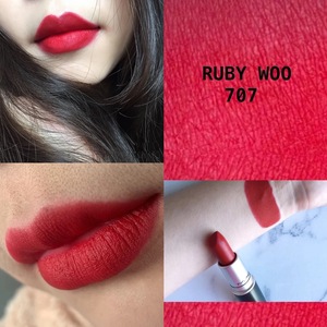 正品现货mac魅可707#ruby woo 复古正红色 正宫红 哑光子弹头口红