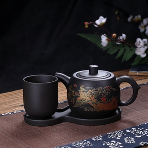 宜兴大号容量紫砂壶大井栏壶彩绘中式陶瓷大茶壶茶壶泡茶器一斤水