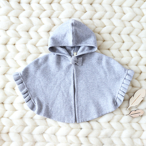 1-2-3岁女宝宝针织披风 女童春装韩版连帽披肩外套女婴儿精品斗篷