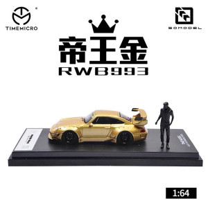 [匠心]1:64TM 帝王金 TIME 高尾翼 911宽体RWB 993合金汽车模型