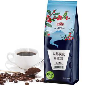 新款 铭氏Mings炭烧风味粉500g精选阿拉比卡豆研磨黑咖啡法式烘