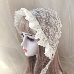 000人付款淘宝洛可可bonnet蕾丝lolita睡帽法式复古田园洛丽塔帽子