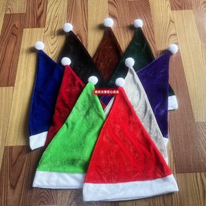 圣诞节装扮七个小矮人演出帽子金丝绒圣诞老人精灵成人儿童毛绒帽