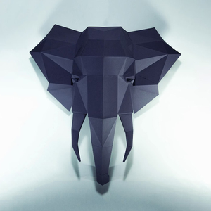 大象头 动物纸模壁挂立体场景3d纸雕模型多边形手工diy家庭卧室墙