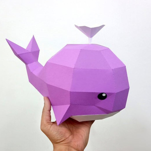 小鲸鱼 可爱海洋3d亲子手工作业创意diy纸模摆件橱窗家装模型装饰