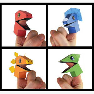 儿童手指动物玩偶 侏罗纪恐龙套装 3d立体纸模型 diy手工拼装玩具
