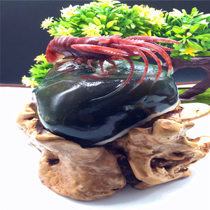 精品玉髓摆件 印度七彩玛瑙龙虾茶宠 精工雕刻大厅书房唯美摆件