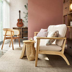 日式原木沙发冬夏两用现代简约客厅贵妃转角白蜡木北欧全实木沙发