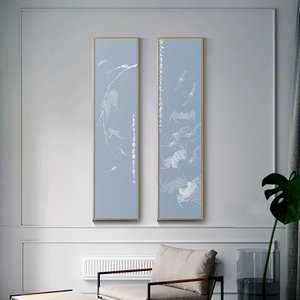 绢丝立体浮雕画新中式客厅装饰画沙发背景墙壁画玄关走廊挂画竖版