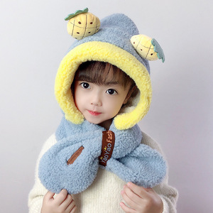 韩国2022秋冬新款宝宝儿童帽子围巾手套保暖三件套装连体可爱围脖