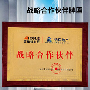 金箔奖牌定制战略合作伙伴牌匾挂墙上定做企业荣誉木托奖牌运动会