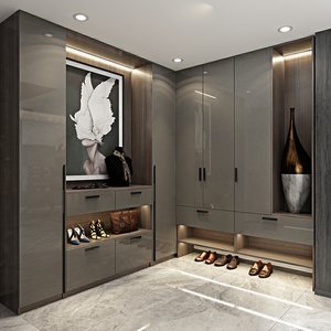 欧派入户柜鞋柜衣帽柜一体玄关柜到顶现代轻奢门厅柜全屋定制定金