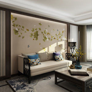 天洋墙布无缝全屋刺绣轻奢卧室高档背景墙壁画现代简约壁布