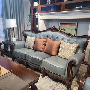 仁豪家居摩迪卡系列客厅搭配2919真皮沙发简美风格用料厚实耐用