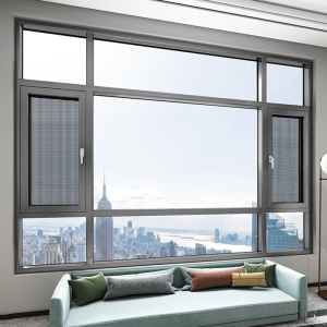 立川 断桥纱窗一体平开窗铝合金窗隔音防风窗户现代简约日式
