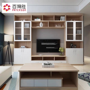 多功能定制整体实木电视柜组合墙背景墙柜子书柜现代简约客厅卧室