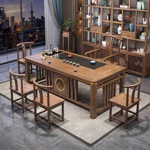 楠运实木茶桌桌椅组合中式一体一整套茶几茶台办公室家用功夫茶具