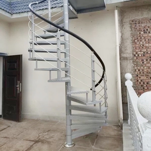 无锡加厚室外中柱旋转楼梯户外阁楼复式楼梯铁艺整体消防防滑定制