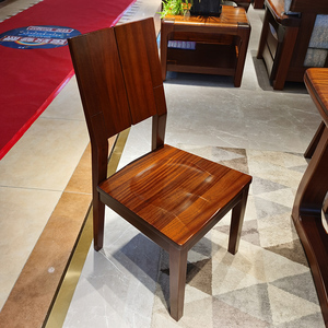 意风实木现代中式金丝影木餐椅