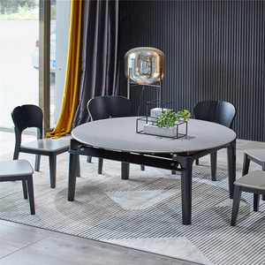 罗意餐桌椅组合可伸缩折叠功能方圆两用餐桌现代简约实木家用饭桌