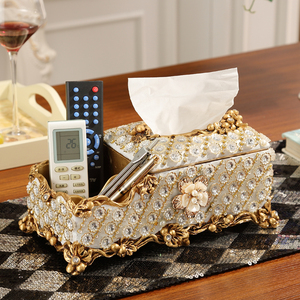 纸巾盒欧式创意高档奢华抽纸盒时尚复古客厅家居装饰品树脂餐巾盒