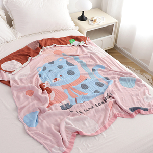 四层竹纤维冷感毯儿童卡通纱布盖毯夏季新款薄款家用婴儿午睡被子