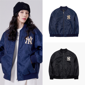 mlb 潮牌春季男女满标夹克复古老花情侣宽松防风ny棒球服外套上衣