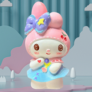 非石膏娃娃美乐蒂涂色公仔女孩玩具手工diy 白胚搪胶创意存钱罐