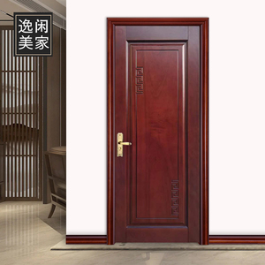 全实木门室内卧室房间门新中式实木套装房门红橡胡桃木原木烤漆门