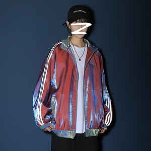 镭射反光休闲运动风外套女韩版宽松初秋季2020年新款盐系炸街夹克