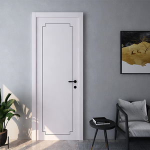 潮林轩现代简约透明白色实木门烤漆定制室内门卧室门客厅门平开门