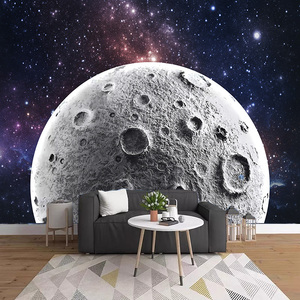 太空月球表面陨石坑壁纸酒吧健身房奶茶店直播背景墙壁画餐厅墙布