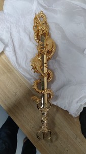 不动明王剑俱利伽罗剑，纯铜镀金50厘米高