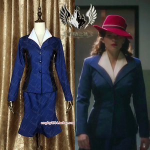 agent carter美国队长女友cosplay探员佩吉特工卡特蓝色服装定做